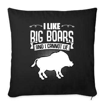 J’aime Big Funny Wild Boar Hunting Humor pour - Housse de coussin décorative 45 x 45 cm - noir - Devant
