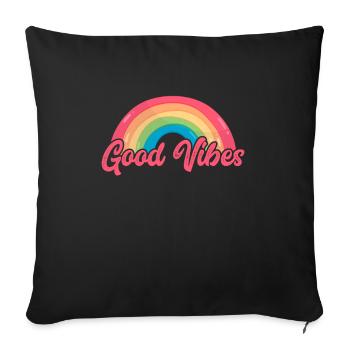 Hippie Peace Flower Power Amour Paix Cadeau - Housse de coussin décorative 45 x 45 cm - noir - Devant