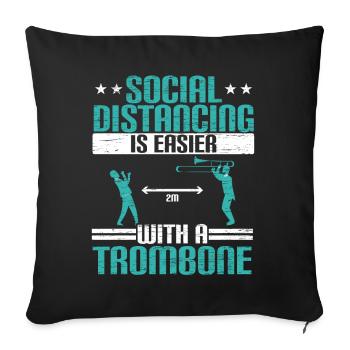 La distanciation sociale est plus facile avec une posa - Housse de coussin décorative 45 x 45 cm - noir - Devant