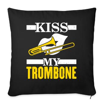 Kiss My Trombone Player Musicien Tromboniste - Housse de coussin décorative 45 x 45 cm - noir - Devant
