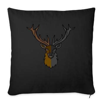Red deer antlers with deer antlers - Sofa pillowcase 17,3'' x 17,3'' (45 x 45 cm) - black - Front