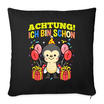 Achtung Ich Bin Schon 1 Geburtstag Marienkäfer - Sofakissenbezug 45 x 45 cm - Schwarz - Vorne