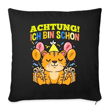 Achtung Ich Bin Schon 7 Geburtstag Tiger - Sofakissenbezug 45 x 45 cm - Schwarz - Vorne