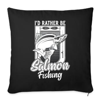 Je préfère pêcher le saumon Drôle de pêcheur - Housse de coussin décorative 45 x 45 cm - noir - Devant