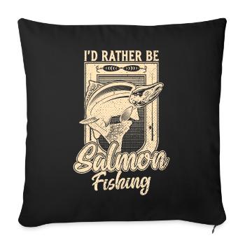 Je préfère pêcher le saumon Drôle de pêcheur - Housse de coussin décorative 45 x 45 cm - noir - Devant