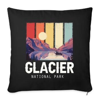 Glacier National Park Souvenir Montana Lac et Montagne - Housse de coussin décorative 45 x 45 cm - noir - Devant