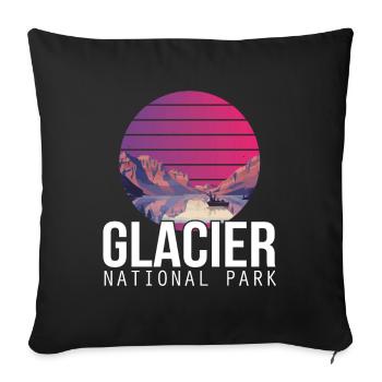 Parc national du Montana Glacier Souvenir Lac et Montagne - Housse de coussin décorative 45 x 45 cm - noir - Devant