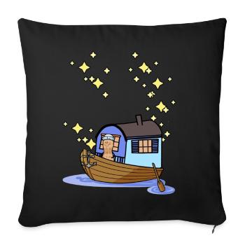 Ahoi Rowing Boat Boat Paddle Boat Sailboat Maritime - Sofa pillowcase 17,3'' x 17,3'' (45 x 45 cm) - black - Front