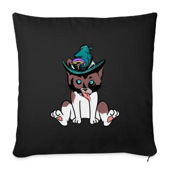 naughty cat wizard magic fantasy magic child - Sofa pillowcase 17,3'' x 17,3'' (45 x 45 cm) - black - Front