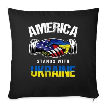 America Stands With Ukraine USA Ukrainian Flag - Sofa pillowcase 17,3'' x 17,3'' (45 x 45 cm) - black - Front