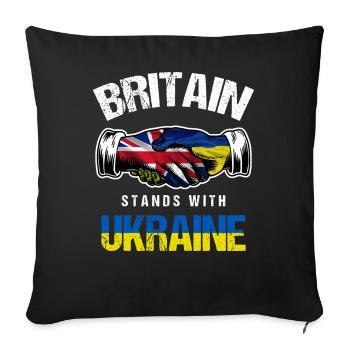 Britain Stands With Ukraine UK Ukrainian Flag - Sofa pillowcase 17,3'' x 17,3'' (45 x 45 cm) - black - Front