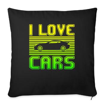 J’adore les voitures - Housse de coussin décorative 45 x 45 cm - noir - Devant