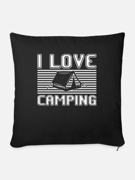 I love camping - Sofakissenbezug 45 x 45 cm - Schwarz