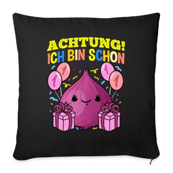 Achtung Ich Bin Schon 1 Geburtstag Zwiebel - Sofakissenbezug 45 x 45 cm - Schwarz - Vorne