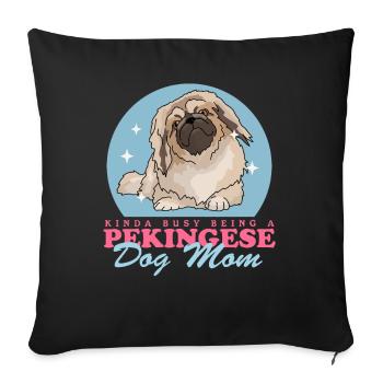 Pékinois Maman Pekinese Dog Owner Cadeau - Housse de coussin décorative 45 x 45 cm - noir - Devant