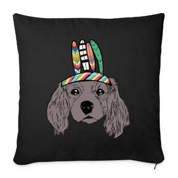 Hundekopf indianisch Kinder Hund Hunde - Sofakissenbezug 45 x 45 cm - Schwarz - Vorne