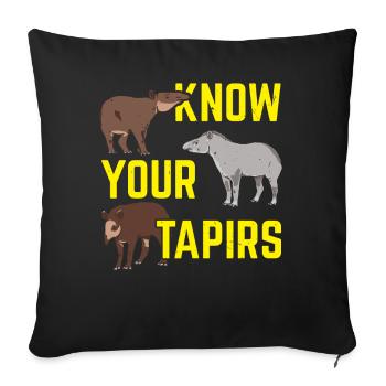 Connaissez vos gardiens de la faune tapirs - Housse de coussin décorative 45 x 45 cm - noir - Devant