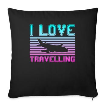 I love traveling - Sofakissenbezug 45 x 45 cm - Schwarz - Vorne