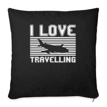 I love traveling - Sofakissenbezug 45 x 45 cm - Schwarz - Vorne