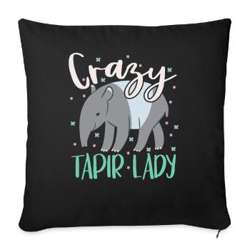 Verrückte Tapir-Dame Tierpfleger Tapirrific - Sofakissenbezug 45 x 45 cm - Schwarz - Vorne