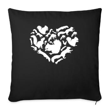 Cute squirrel heart, squirrel, - Sofa pillowcase 17,3'' x 17,3'' (45 x 45 cm) - black - Front