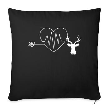Battements de cœur avec le cœur et les bois de cerf Bois de cerf - Housse de coussin décorative 45 x 45 cm - noir - Devant