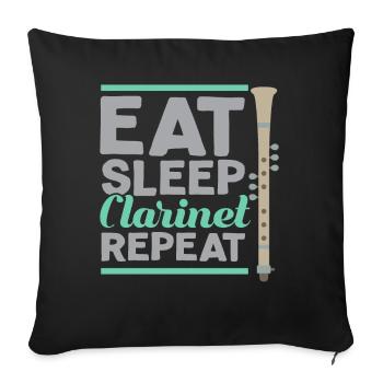 Eat Sleep Clarinet Repeat Klarinette Klarinettist - Sofa pillowcase 17,3'' x 17,3'' (45 x 45 cm) - black - Front