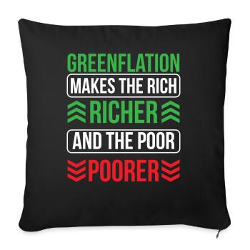 La greenflation rend les riches riches plus riches et les pauvres plus pauvres - Housse de coussin décorative 45 x 45 cm - noir - Devant