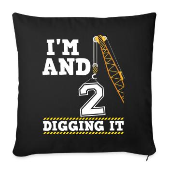 Im 2 et Digging It Garçon de 2 ans 2ème anniversaire - Housse de coussin décorative 45 x 45 cm - noir - Devant
