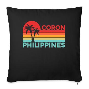 Vintage Holiday Trip Coron Philippines Asia - Sofa pillowcase 17,3'' x 17,3'' (45 x 45 cm) - black - Front