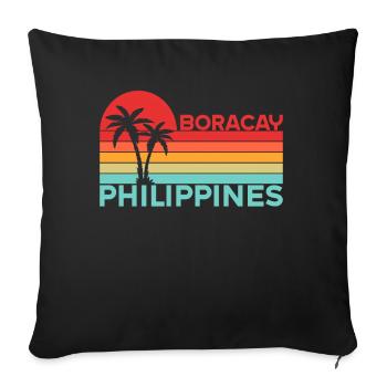 Vintage Holiday Trip Boracay Philippines Asie - Housse de coussin décorative 45 x 45 cm - noir - Devant