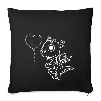 Baby Heart Balloon Dragon Mythical Animals Fantasy - Sofa pillowcase 17,3'' x 17,3'' (45 x 45 cm) - black - Front