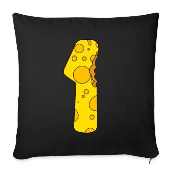Number 1 digit cheese - Sofa pillowcase 17,3'' x 17,3'' (45 x 45 cm) - black - Front
