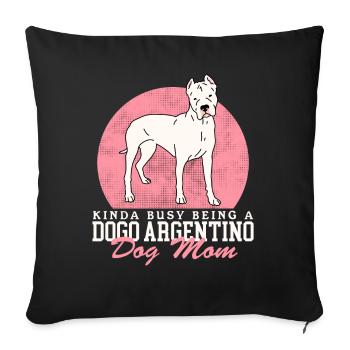 Dogo Argentino Maman Chien Propriétaire Cadeau - Housse de coussin décorative 45 x 45 cm - noir - Devant