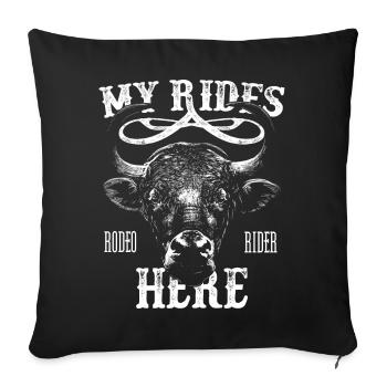 Mes tours ici Drôle Bull Rider Rodeo Cowboy - Housse de coussin décorative 45 x 45 cm - noir - Devant