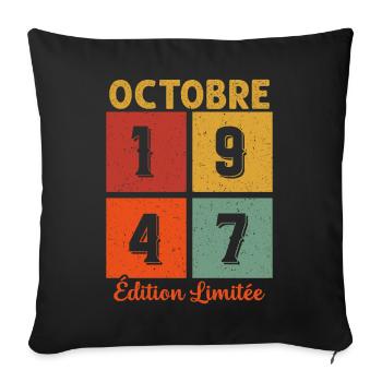 Vintage Cadeau D'anniversaire En Octobre 1947 - Housse de coussin décorative 45 x 45 cm - noir - Devant
