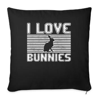 I love bunnies - Sofa pillowcase 17,3'' x 17,3'' (45 x 45 cm) - black - Front