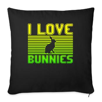 I love bunnies - Sofa pillowcase 17,3'' x 17,3'' (45 x 45 cm) - black - Front