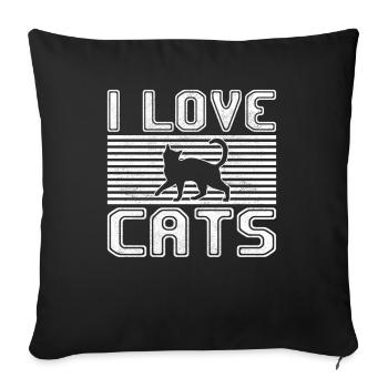 I love cats - Sofa pillowcase 17,3'' x 17,3'' (45 x 45 cm) - black - Front
