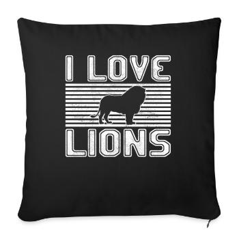 I love lions - Sofa pillowcase 17,3'' x 17,3'' (45 x 45 cm) - black - Front