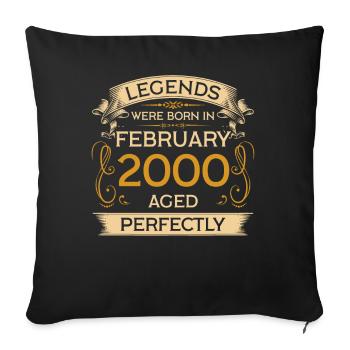 Birthday Legends were born in February 2000 - Sofa pillowcase 17,3'' x 17,3'' (45 x 45 cm) - black - Front