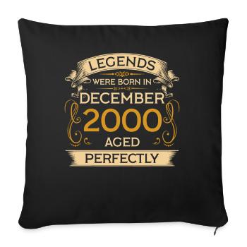 Birthday Legends were born in December 2000 - Sofa pillowcase 17,3'' x 17,3'' (45 x 45 cm) - black - Front