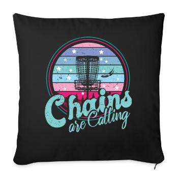 Les chaînes rétro Sunset appellent le disc golf - Housse de coussin décorative 45 x 45 cm - noir - Devant