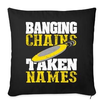 Retro Sunset Banging Chains prend des noms Disc Golf - Housse de coussin décorative 45 x 45 cm - noir - Devant