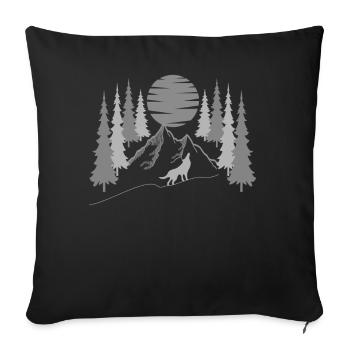 Motif d’animal sauvage tête de loup imprimé avec loup - Housse de coussin décorative 45 x 45 cm - noir - Devant