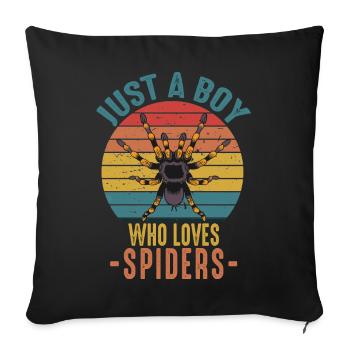 Nur ein Junge, der Spinnen liebt Retro Vintage Pet - Sofakissenbezug 45 x 45 cm - Schwarz - Vorne