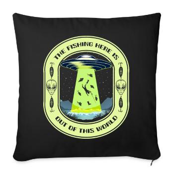 The Fishing Here Is Out Of This World UFO Fishing - Sofa pillowcase 17,3'' x 17,3'' (45 x 45 cm) - black - Front
