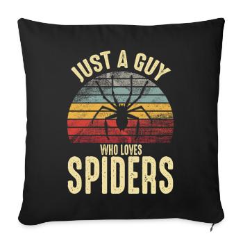 Juste un gars qui aime Spiders Retro Vintage Spider - Housse de coussin décorative 45 x 45 cm - noir - Devant