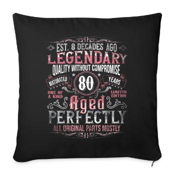 Vintage 80 Aged Perfectly Women on their 80th Birthday - Sofa pillowcase 17,3'' x 17,3'' (45 x 45 cm) - black - Front