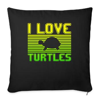 I love turtles - Sofa pillowcase 17,3'' x 17,3'' (45 x 45 cm) - black - Front